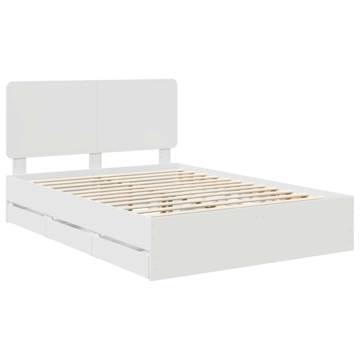 Cadru de pat cu sertar Alb 160 x 200 cm Lemn Ingineresc - WALTI WALTI