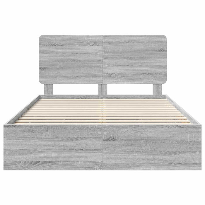 Cadru de pat cu sertar Gri Sonoma 160 x 200 cm Lemn Ingineresc - WALTI WALTI