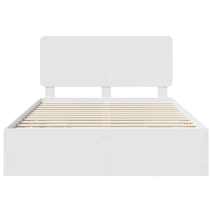 Cadru de pat cu sertar Alb 150 x 200 cm Lemn Ingineresc - WALTI WALTI