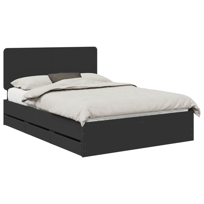 Cadru de pat cu sertar Negru 150 x 200 cm Lemn Ingineresc - WALTI WALTI