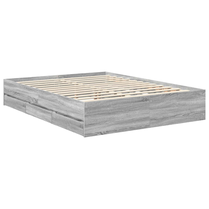 Cadru de pat cu sertar Gri Sonoma 150 x 200 cm Lemn Ingineresc - WALTI WALTI
