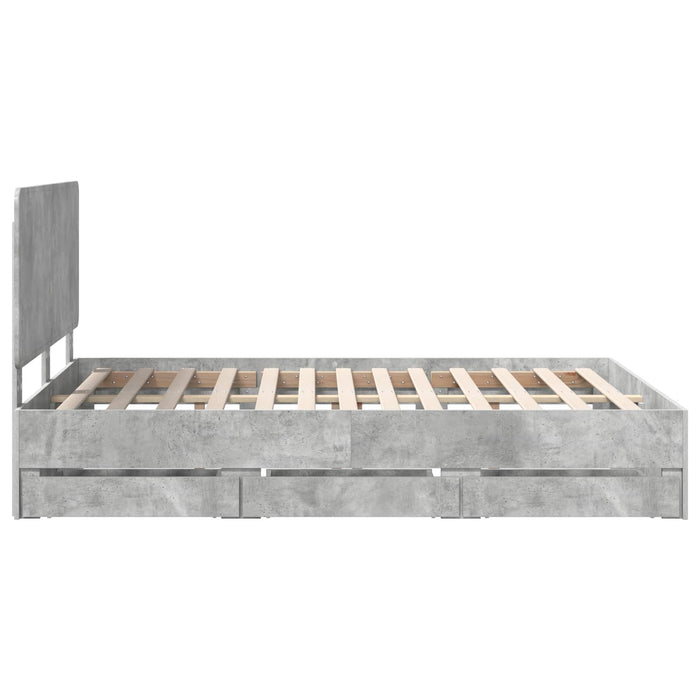 Cadru de pat Gri din beton 140 x 190 cm Lemn Ingineresc - WALTI WALTI