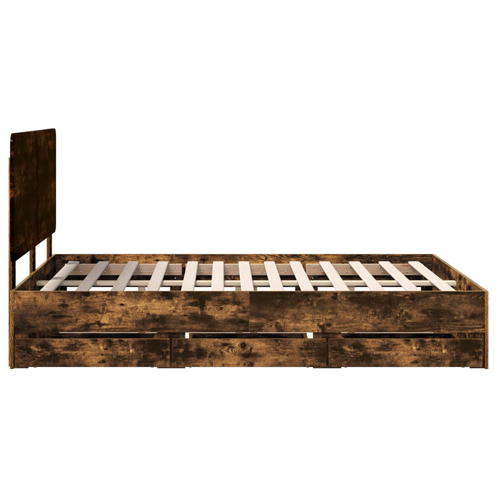 Cadru de pat Stejar fumuriu 140 x 190 cm Lemn Ingineresc - WALTI WALTI
