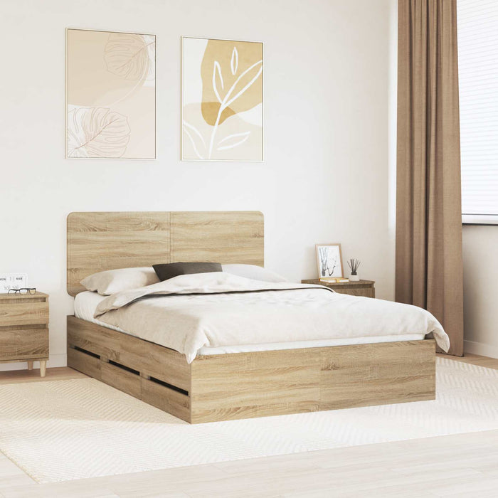 Cadru de pat Stejar Sonoma 140 x 190 cm Lemn Ingineresc WALTI