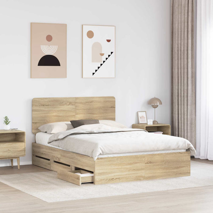 Cadru de pat Stejar Sonoma 140 x 190 cm Lemn Ingineresc WALTI