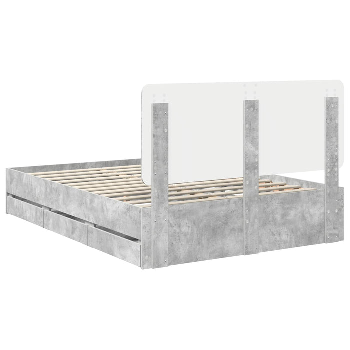 Cadru de pat Gri din beton 140 x 200 cm Lemn Ingineresc - WALTI WALTI