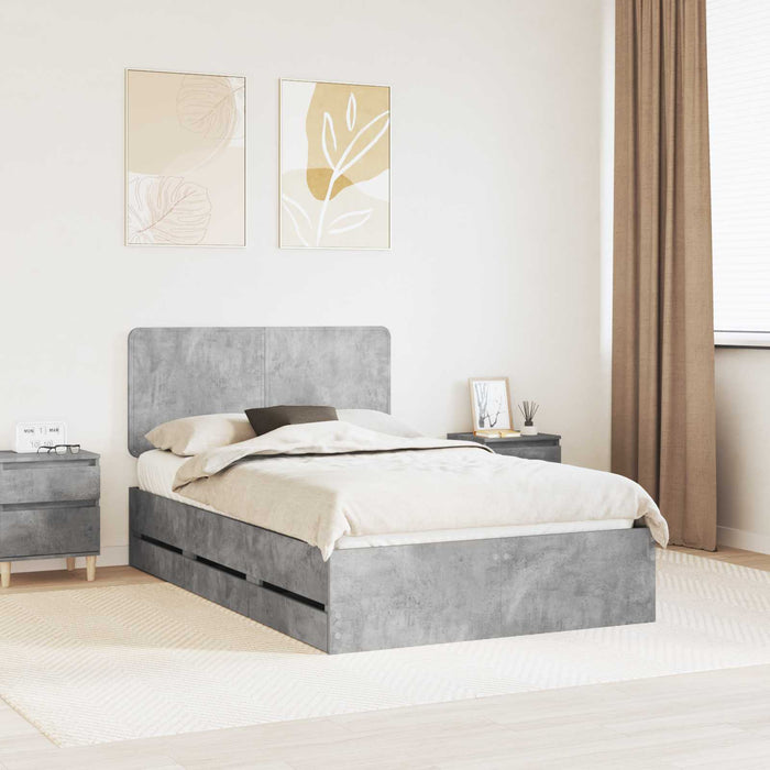 Cadru de pat Gri din beton 135 x 190 cm Lemn Ingineresc - WALTI WALTI