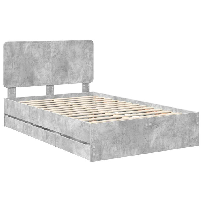 Cadru de pat Gri din beton 135 x 190 cm Lemn Ingineresc - WALTI WALTI