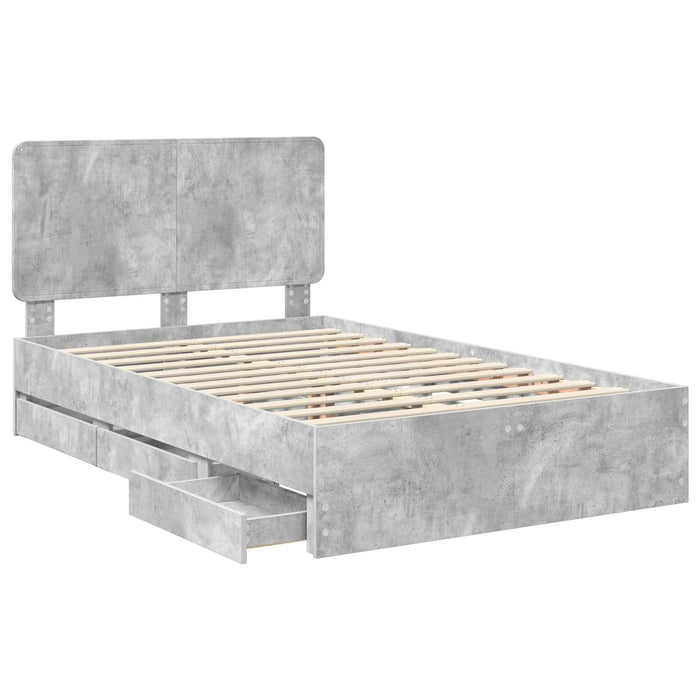 Cadru de pat Gri din beton 135 x 190 cm Lemn Ingineresc - WALTI WALTI