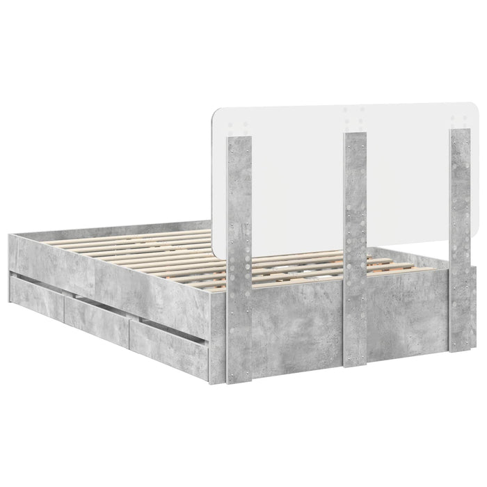 Cadru de pat Gri din beton 135 x 190 cm Lemn Ingineresc - WALTI WALTI