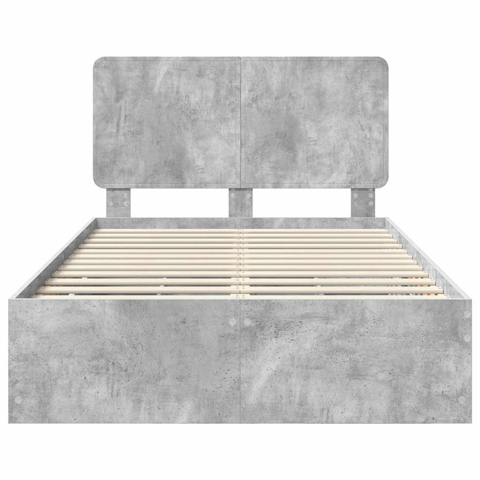 Cadru de pat Gri din beton 135 x 190 cm Lemn Ingineresc - WALTI WALTI