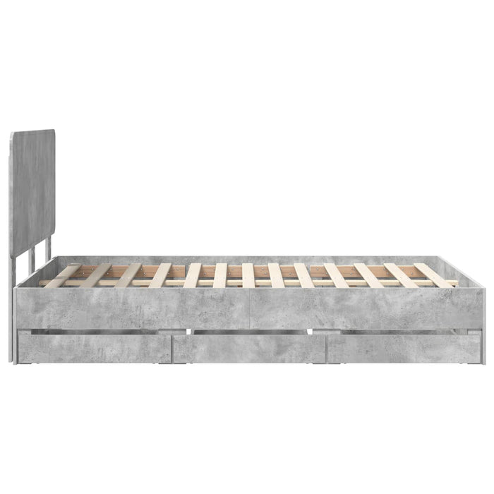 Cadru de pat Gri din beton 135 x 190 cm Lemn Ingineresc - WALTI WALTI