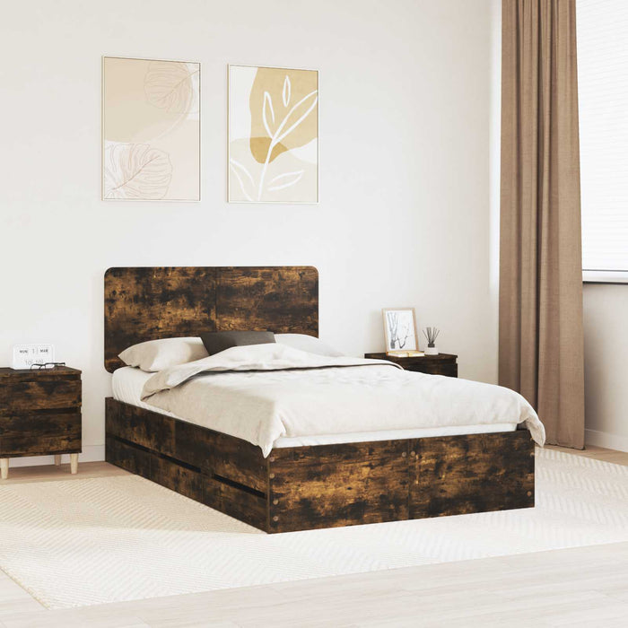 Cadru de pat Stejar fumuriu 135 x 190 cm Lemn Ingineresc - WALTI WALTI