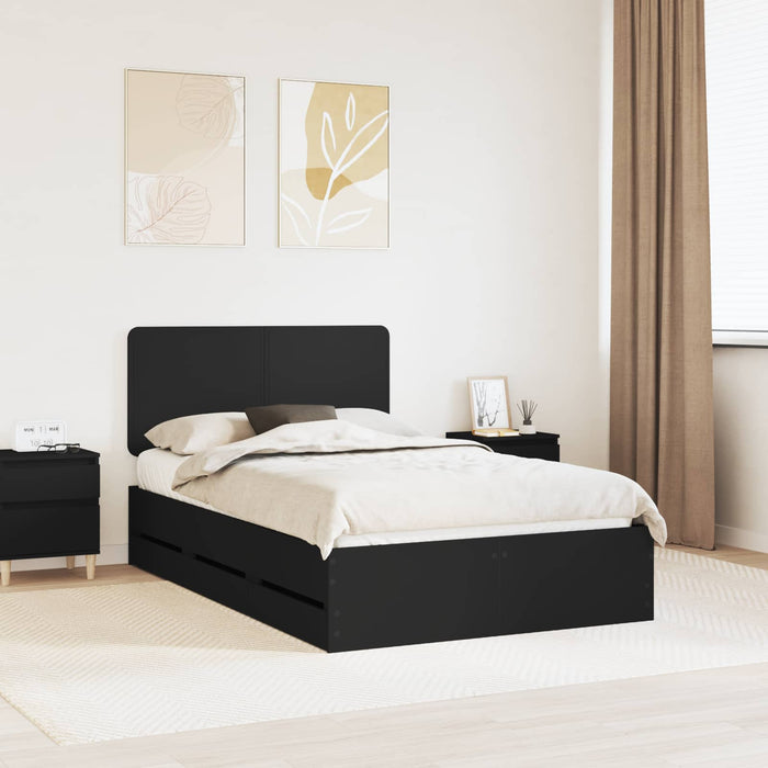 Cadru de pat cu sertar Negru 120 x 190 cm Lemn Ingineresc - WALTI WALTI