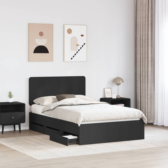 Cadru de pat cu sertar Negru 120 x 190 cm Lemn Ingineresc - WALTI WALTI