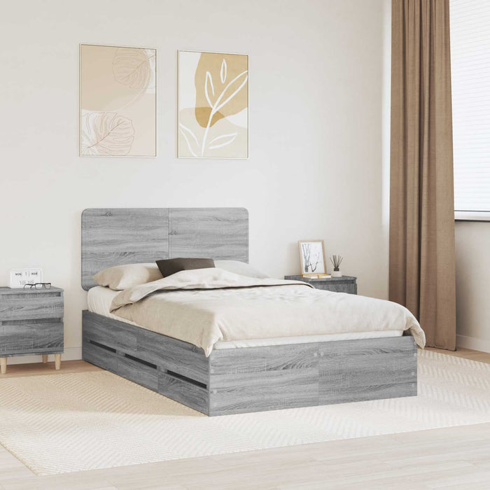 Cadru de pat cu sertar Gri Sonoma 120 x 200 cm Lemn Ingineresc - WALTI WALTI