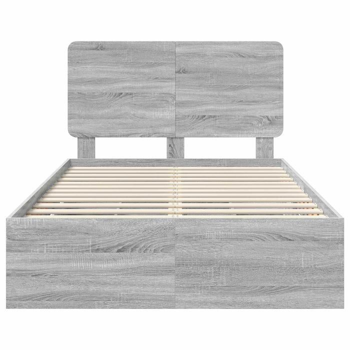 Cadru de pat cu sertar Gri Sonoma 120 x 200 cm Lemn Ingineresc - WALTI WALTI