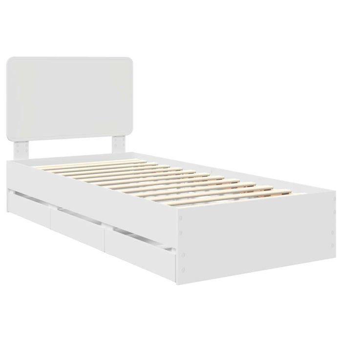 Cadru de pat cu sertar Alb 100 x 200 cm Lemn Ingineresc - WALTI WALTI