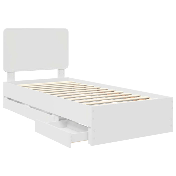 Cadru de pat cu sertar Alb 100 x 200 cm Lemn Ingineresc - WALTI WALTI