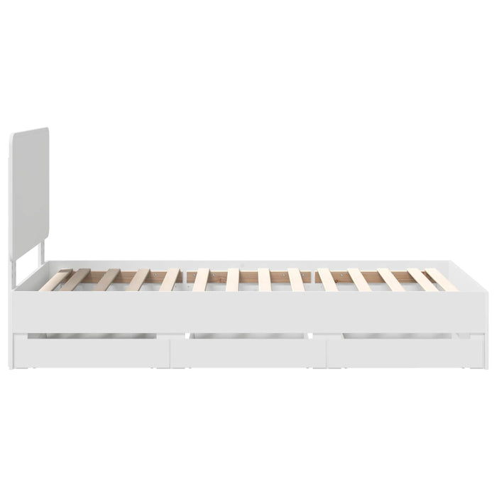Cadru de pat cu sertar Alb 100 x 200 cm Lemn Ingineresc - WALTI WALTI