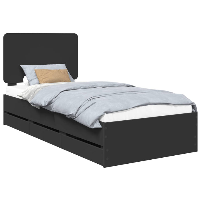Cadru de pat cu sertar Negru 100 x 200 cm Lemn Ingineresc - WALTI WALTI