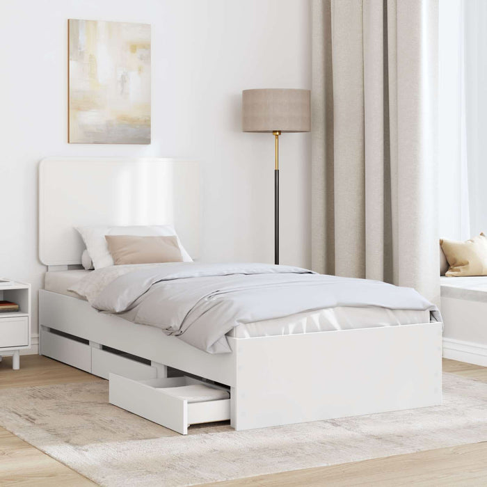 Cadru de pat cu sertar Alb 90 x 190 cm Lemn Ingineresc - WALTI WALTI