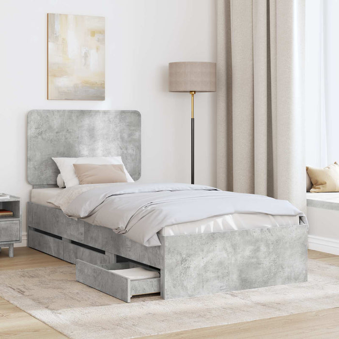 Cadru de pat Gri din beton 90 x 190 cm Lemn Ingineresc - WALTI WALTI
