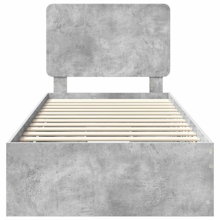 Cadru de pat Gri din beton 90 x 190 cm Lemn Ingineresc - WALTI WALTI