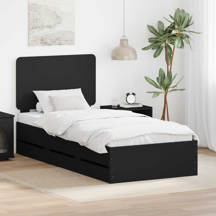 Cadru de pat cu sertar Negru 90 x 200 cm Lemn Ingineresc - WALTI WALTI