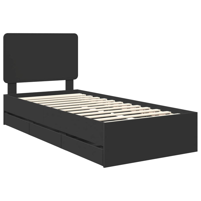 Cadru de pat cu sertar Negru 90 x 200 cm Lemn Ingineresc - WALTI WALTI