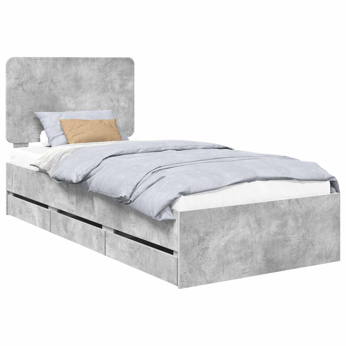 Cadru de pat Gri din beton 90 x 200 cm Lemn Ingineresc - WALTI WALTI