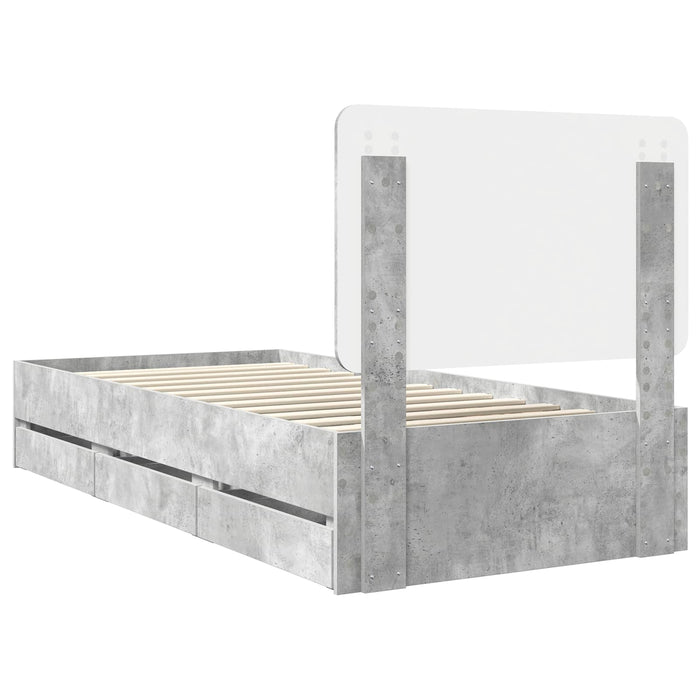 Cadru de pat Gri din beton 90 x 200 cm Lemn Ingineresc - WALTI WALTI