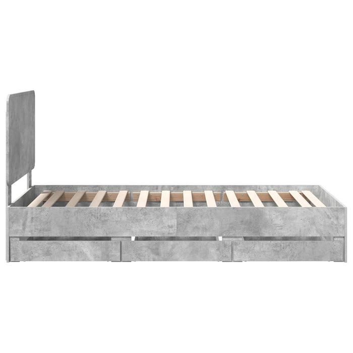 Cadru de pat Gri din beton 90 x 200 cm Lemn Ingineresc - WALTI WALTI