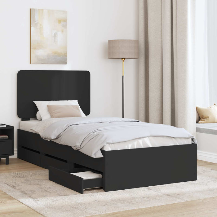 Cadru de pat cu sertar Negru 75 x 190 cm Lemn Ingineresc - WALTI WALTI