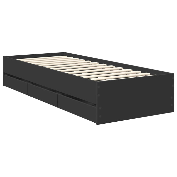 Cadru de pat cu sertar Negru 75 x 190 cm Lemn Ingineresc - WALTI WALTI