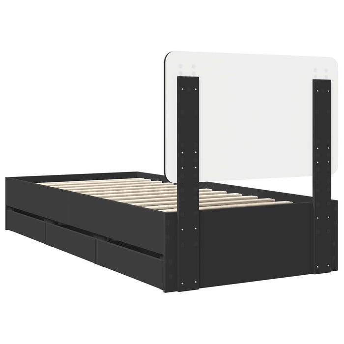 Cadru de pat cu sertar Negru 75 x 190 cm Lemn Ingineresc - WALTI WALTI