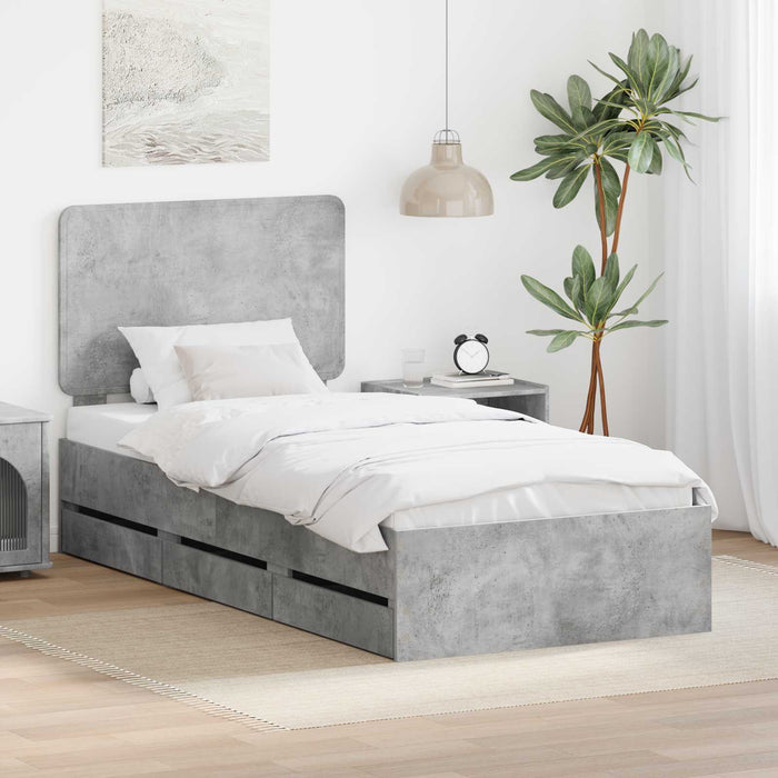 Cadru de pat Gri din beton 75 x 190 cm Lemn Ingineresc - WALTI WALTI