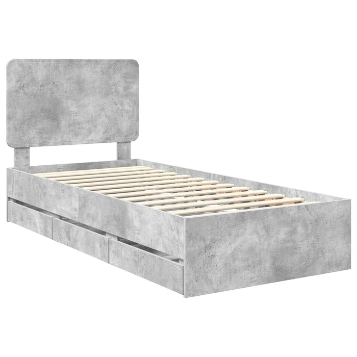 Cadru de pat Gri din beton 75 x 190 cm Lemn Ingineresc - WALTI WALTI