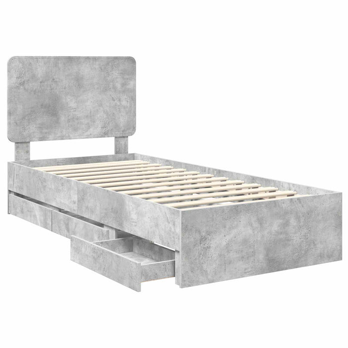 Cadru de pat Gri din beton 75 x 190 cm Lemn Ingineresc - WALTI WALTI
