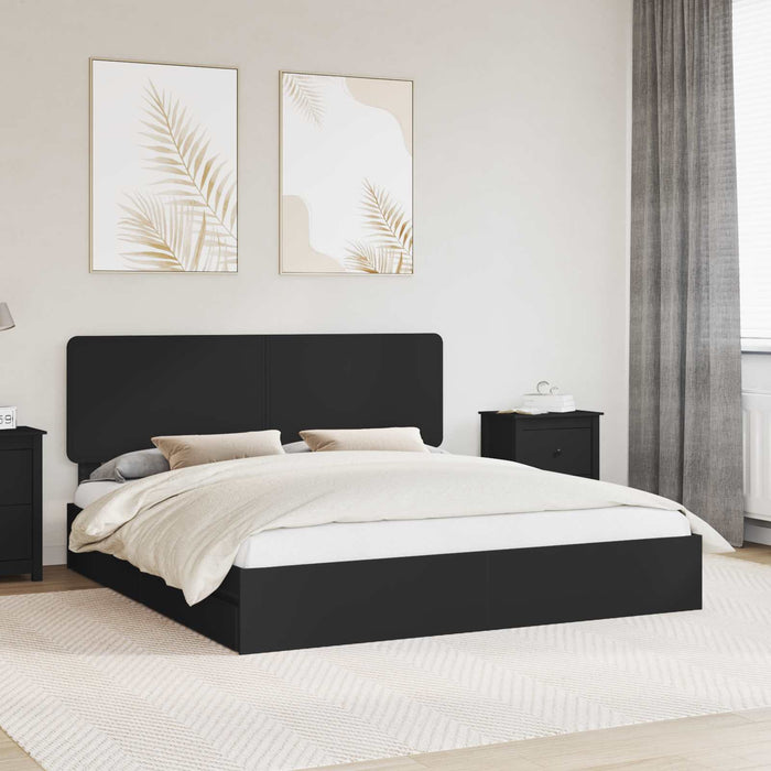 Cadru de pat cu sertar Negru 200 x 200 cm Lemn compozit - WALTI WALTI