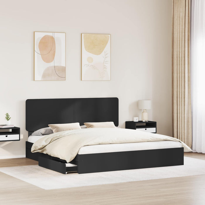 Cadru de pat cu sertar Negru 200 x 200 cm Lemn compozit - WALTI WALTI