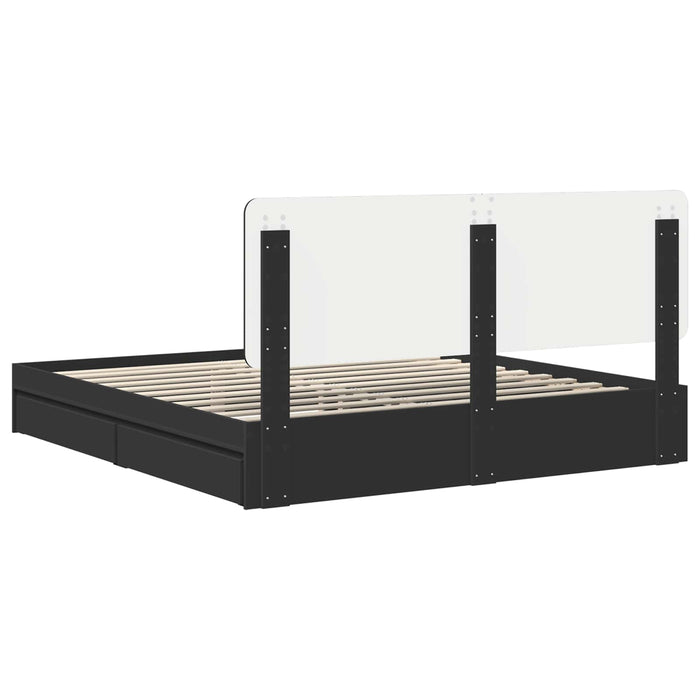 Cadru de pat cu sertar Negru 200 x 200 cm Lemn compozit - WALTI WALTI