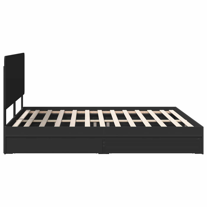 Cadru de pat cu sertar Negru 200 x 200 cm Lemn compozit - WALTI WALTI
