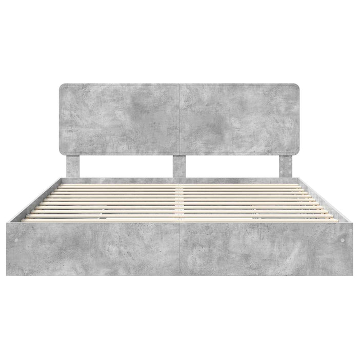 Cadru de pat cu sertar Gri din beton 200 x 200 cm Lemn compozit - WALTI WALTI