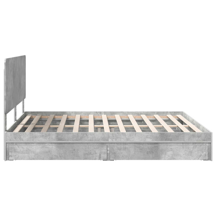Cadru de pat cu sertar Gri din beton 200 x 200 cm Lemn compozit - WALTI WALTI