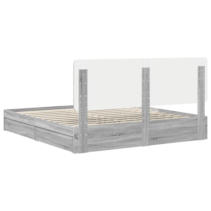 Cadru de pat cu sertar Gri Sonoma 200 x 200 cm Lemn compozit - WALTI WALTI