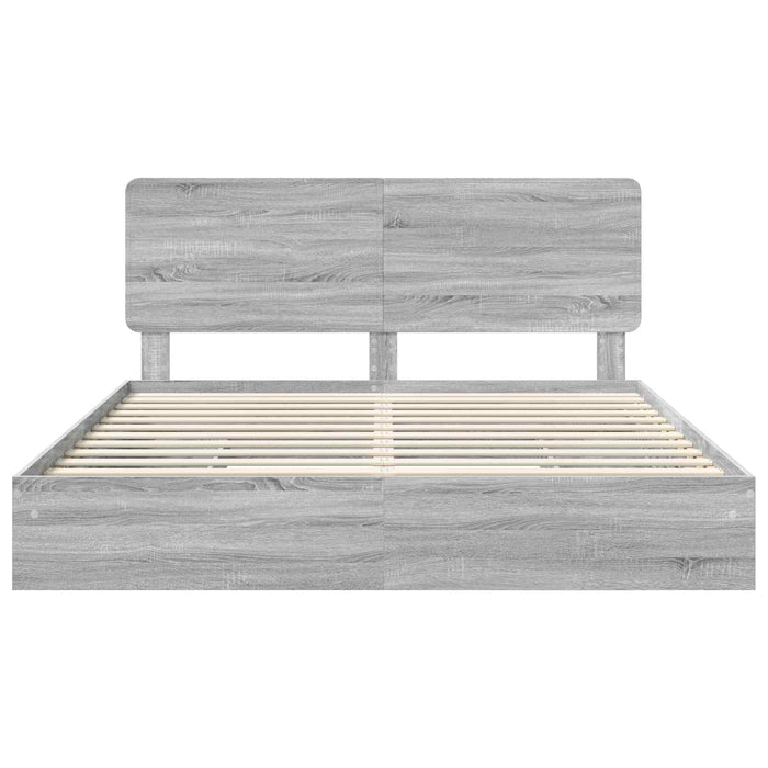 Cadru de pat cu sertar Gri Sonoma 200 x 200 cm Lemn compozit - WALTI WALTI