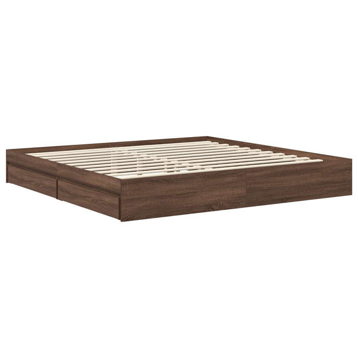 Pat cu storage Stejar închis 200 x 200 cm Lemn prelucrat WALTI