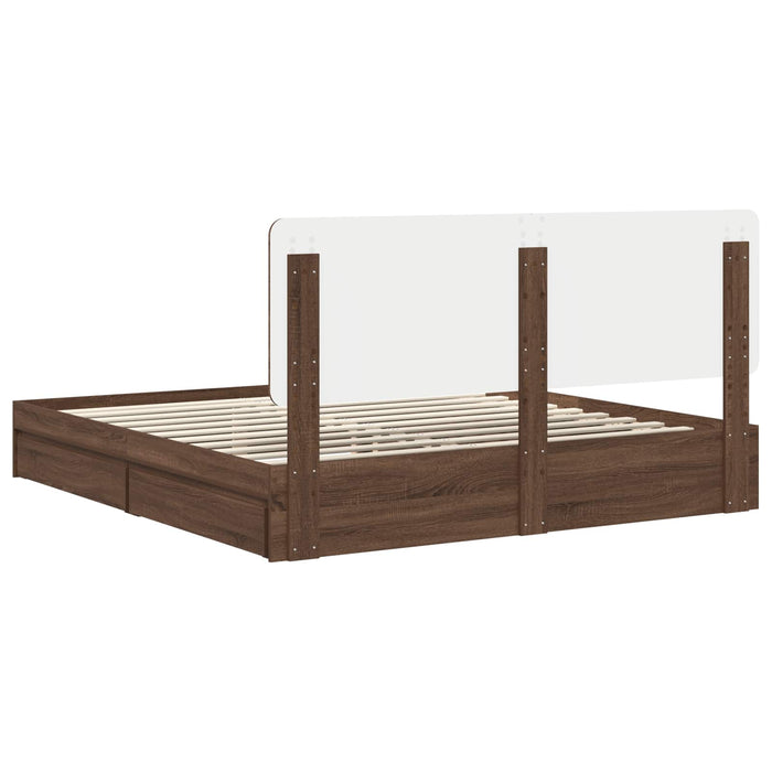 Pat cu storage Stejar închis 200 x 200 cm Lemn prelucrat WALTI