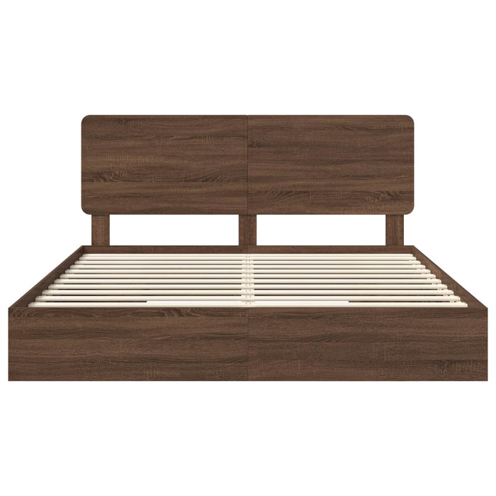 Pat cu storage Stejar închis 200 x 200 cm Lemn prelucrat WALTI